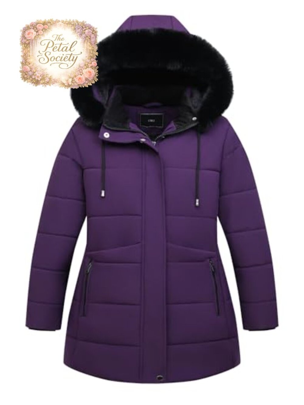 Women's Plus Size Winter Parka Down Coat Quilted Long Sleeve Waterproof